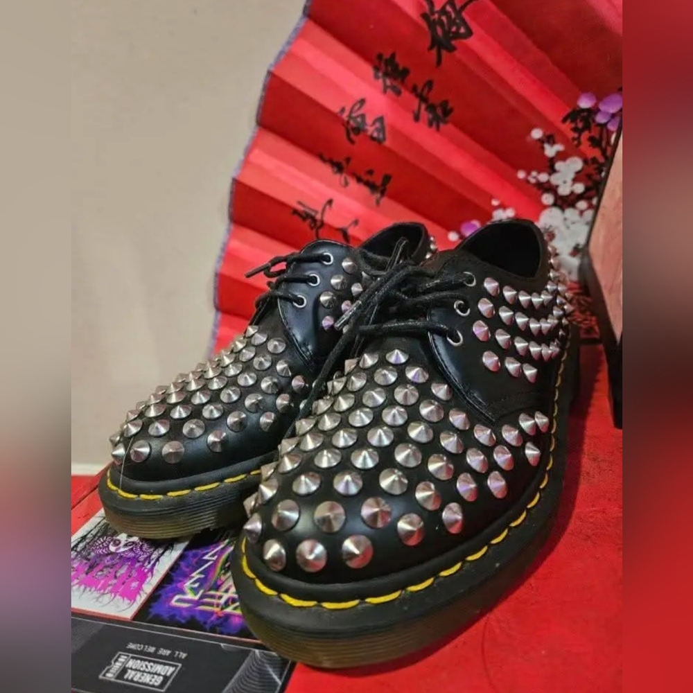 RARE Dr Martens Harlan Spike 3 Hole Loafer Leather Shoe Size 6
